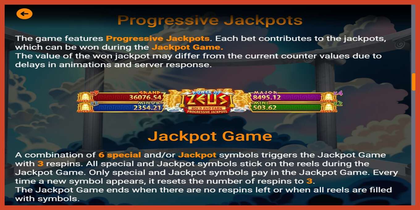 Slot screenshot: Power of Zeus bez depozita, broj - 5