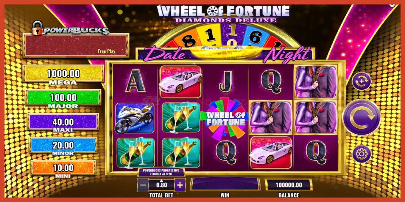 Yuva ekran görüntüsü: PowerBucks Wheel of Fortune Diamonds Deluxe Date Night depozito yok, sayı - 2