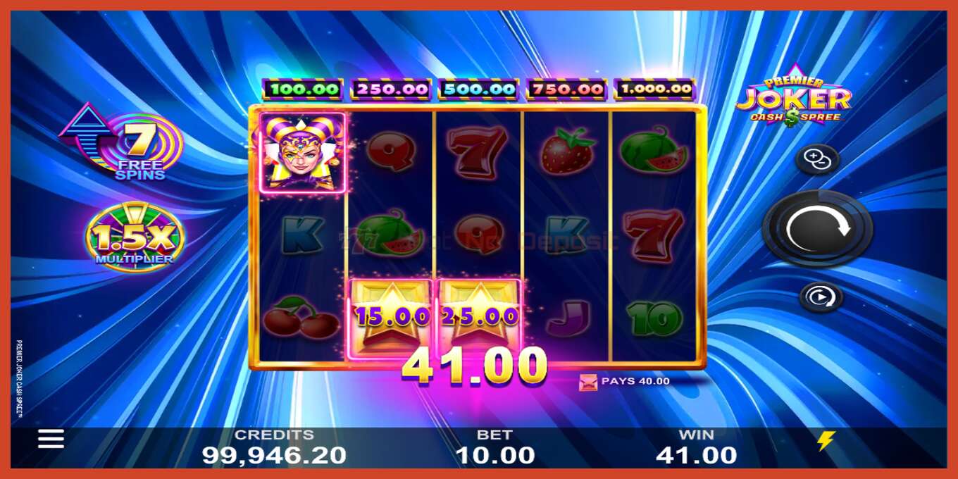 Slot screenshot: Premier Joker Cash Spree no deposit, number - 2