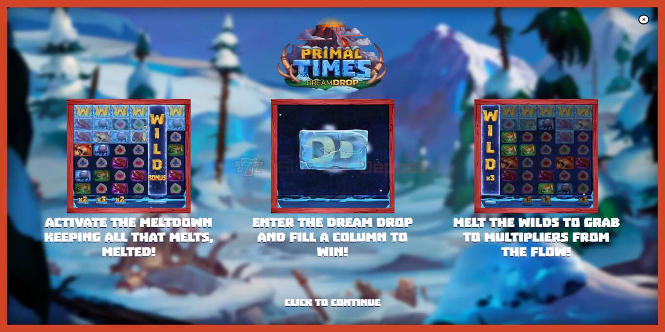 Slot screenshot: Primal Times Dream Drop no deposit, number - 1