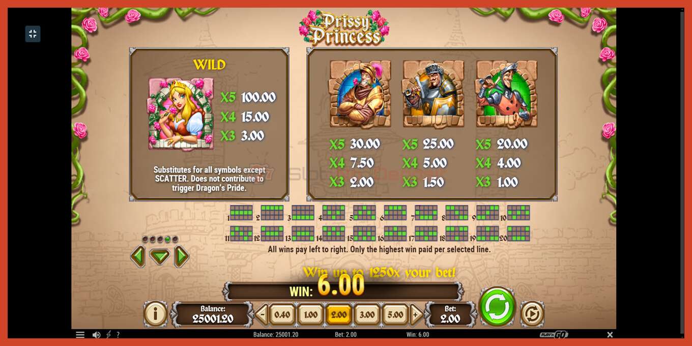 Slot screenshot: Prissy Princess no deposit, number - 5