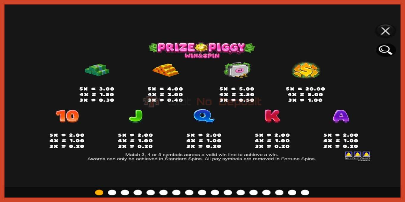 Στιγμιότυπο οθόνης υποδοχής: Prize Piggy Win & Spin χωρίς κατάθεση, αριθμός - 4