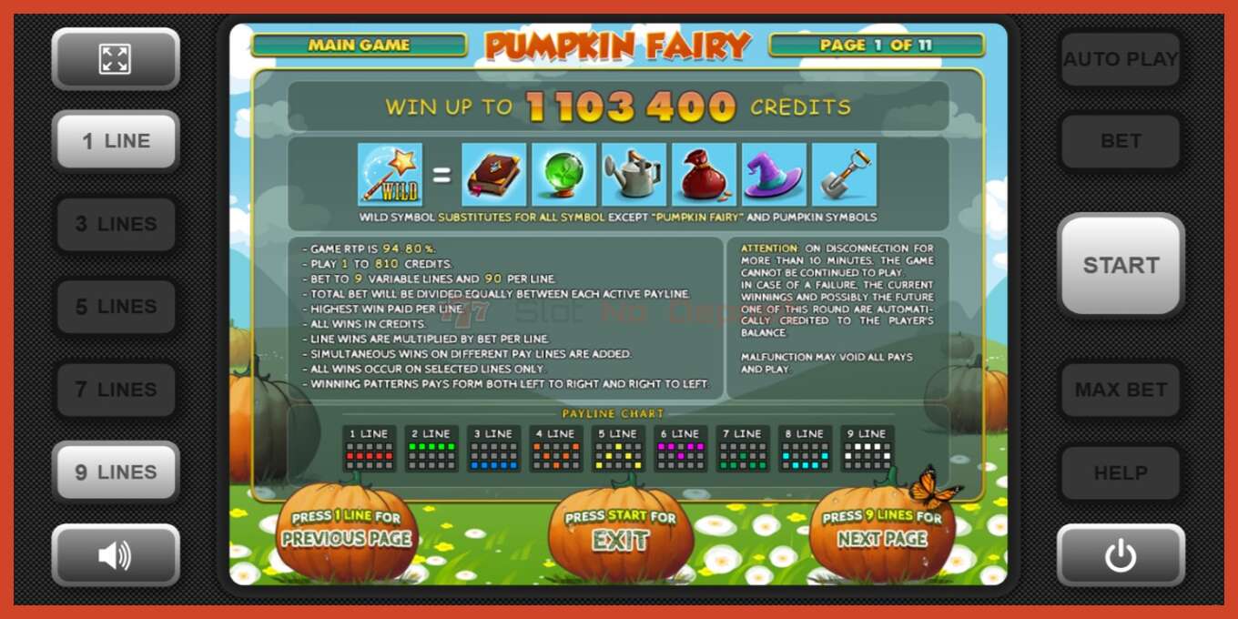 Slot screenshot: Pumpkin Fairy no deposit, number - 4