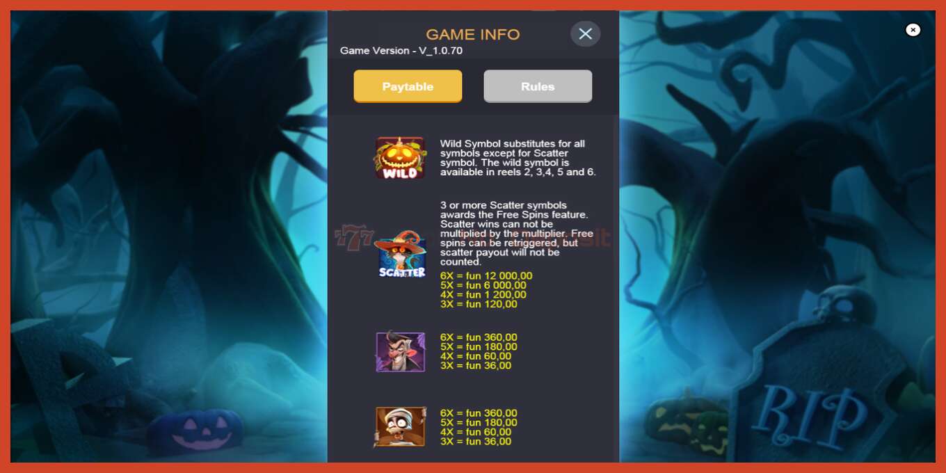 Slot screenshot: Pumpkin Night no deposit, number - 5