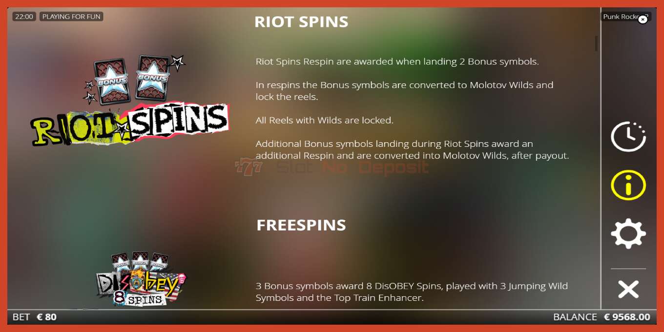 Slot screenshot: Punk Rocker 2 no deposit, number - 6