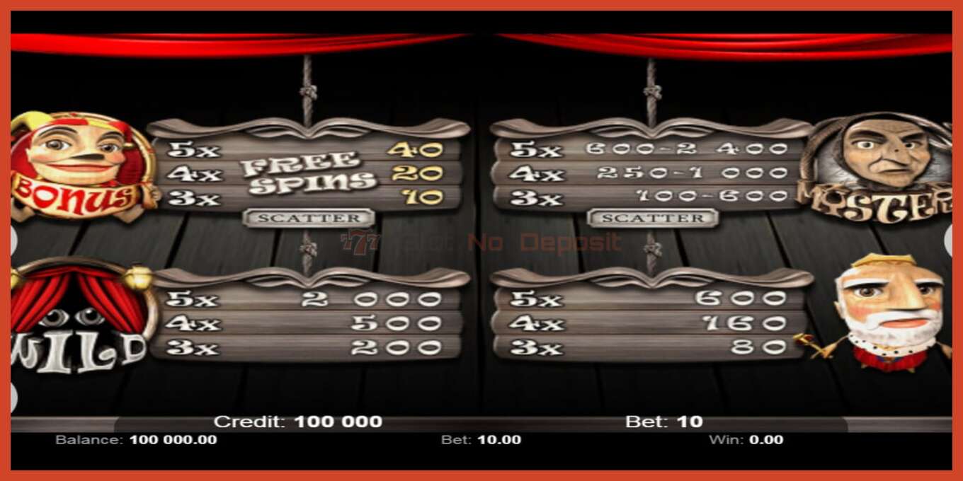 Slot screenshot: Puppet Show no deposit, number - 5