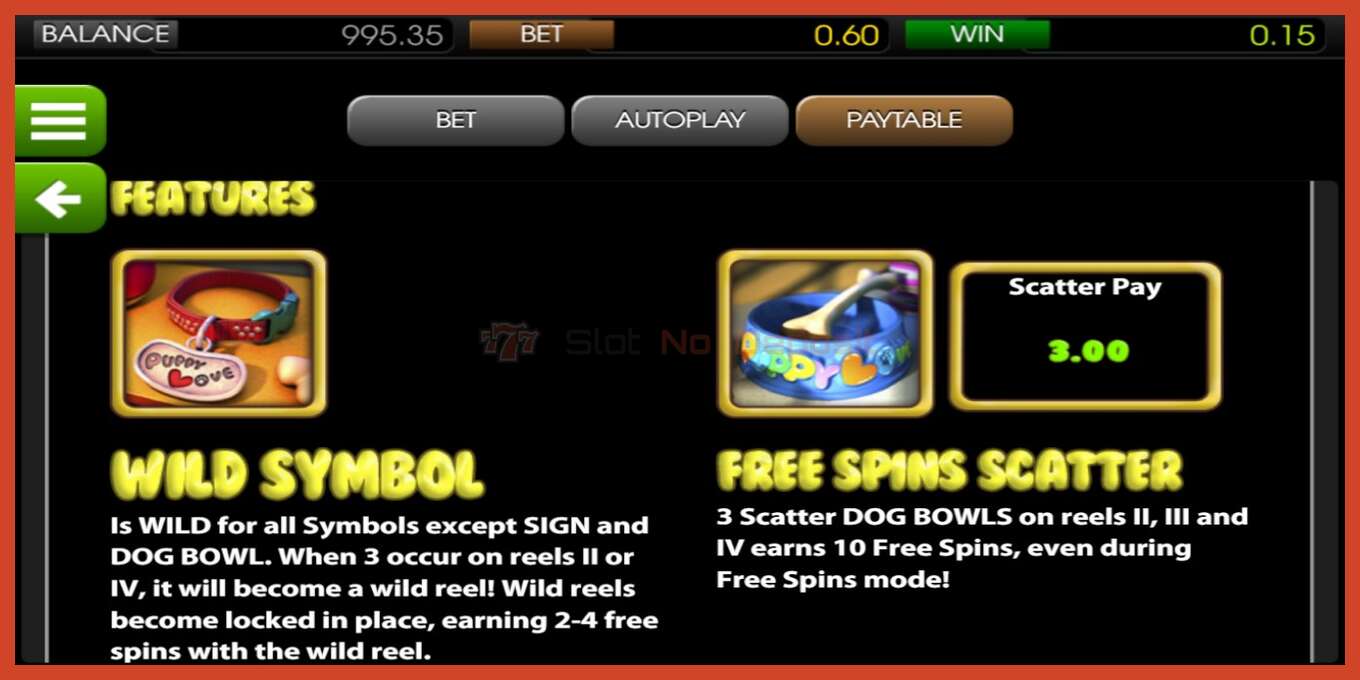 Slot screenshot: Puppy Love no deposit, number - 4