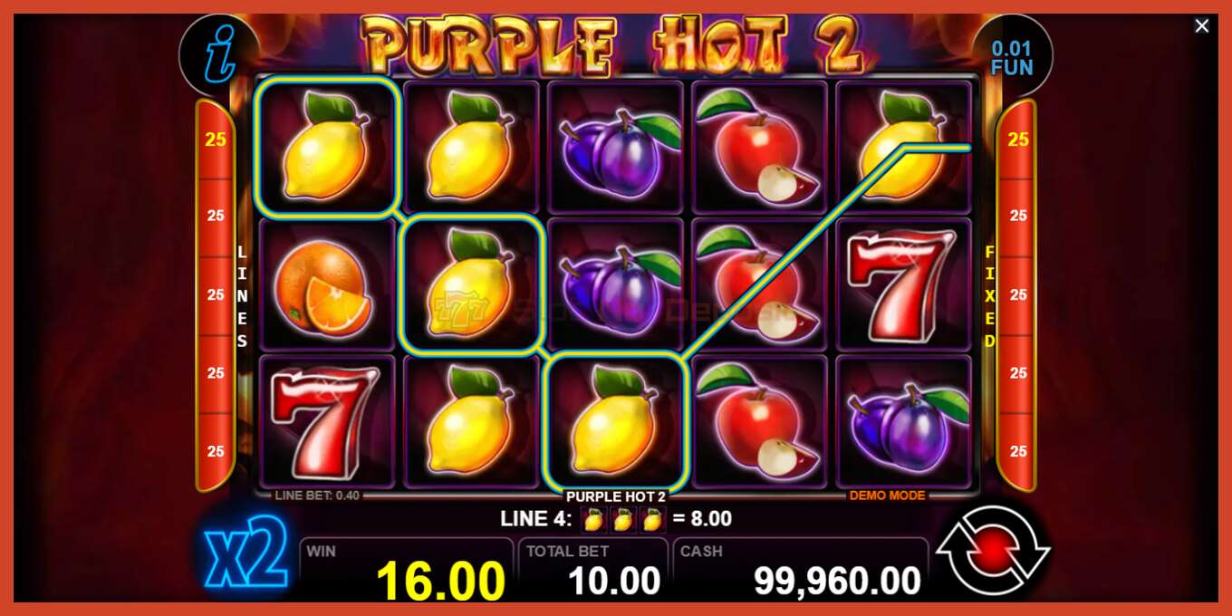 Slot screenshot: Purple Hot 2 no deposit, number - 2