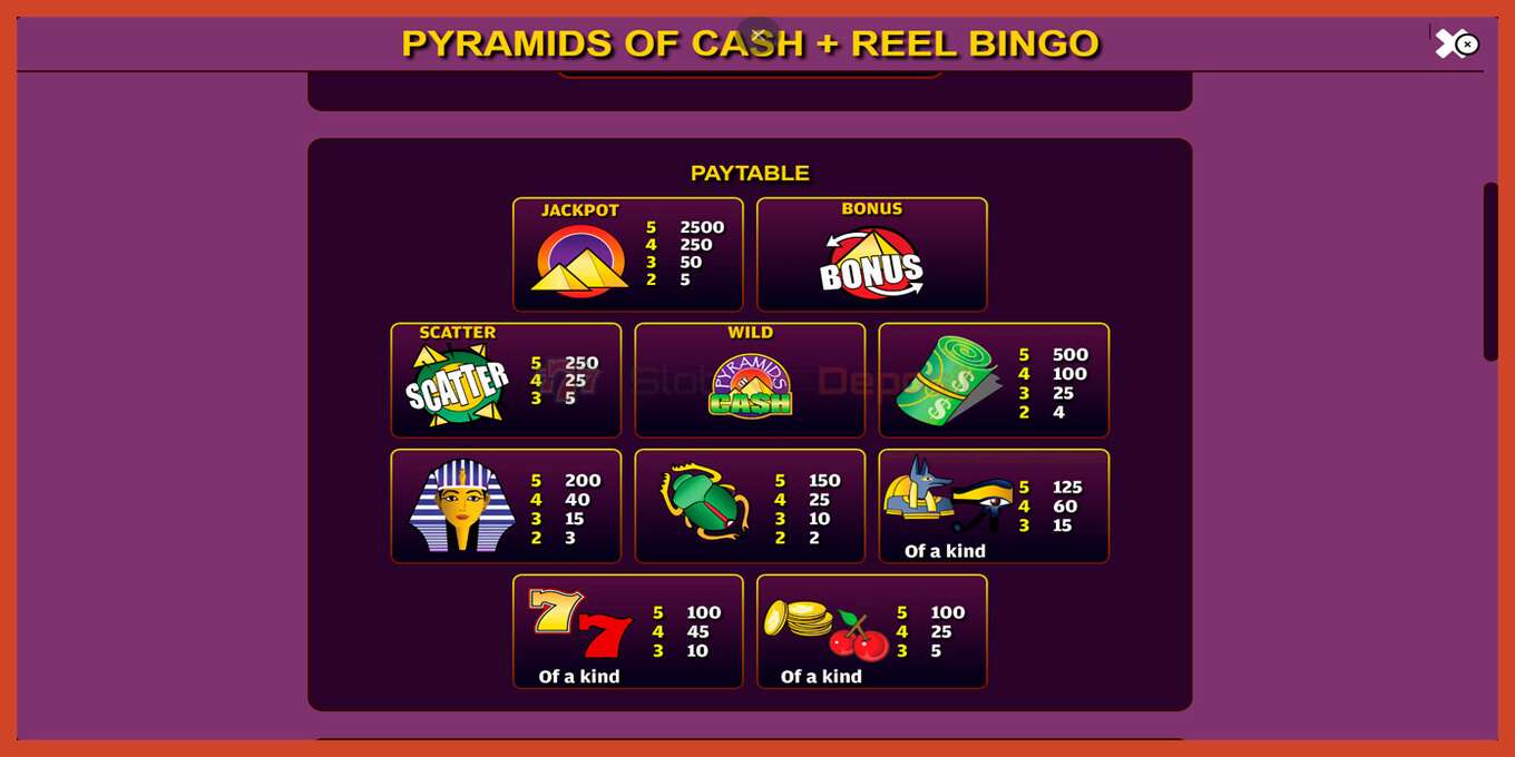 Slot screenshot: Pyramids of Cash with Reel Bingo no deposit, number - 5