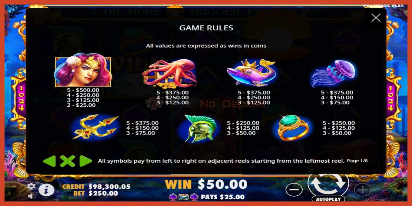 Slot screenshot: Queen of Atlantis no deposit, number - 4