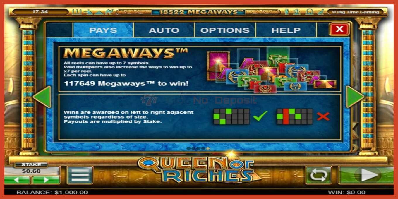 Slot screenshot: Queen of Riches no deposit, number - 4