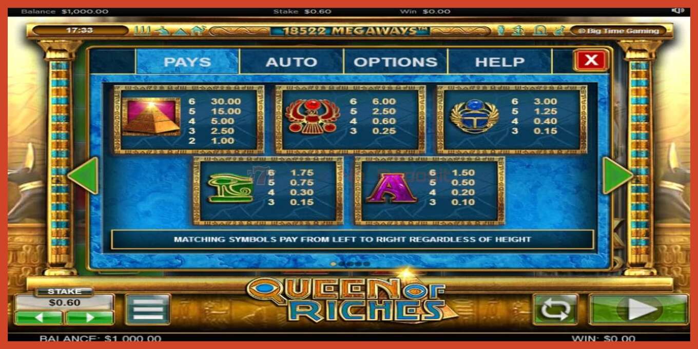 Captura de pantalla do slot: Queen of Riches sen depósito, número - 5