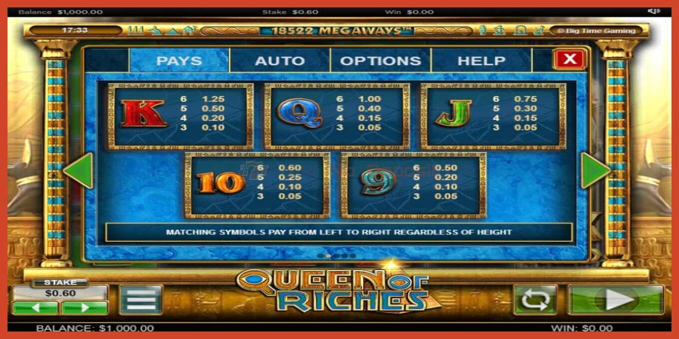 Captura de pantalla do slot: Queen of Riches sen depósito, número - 6