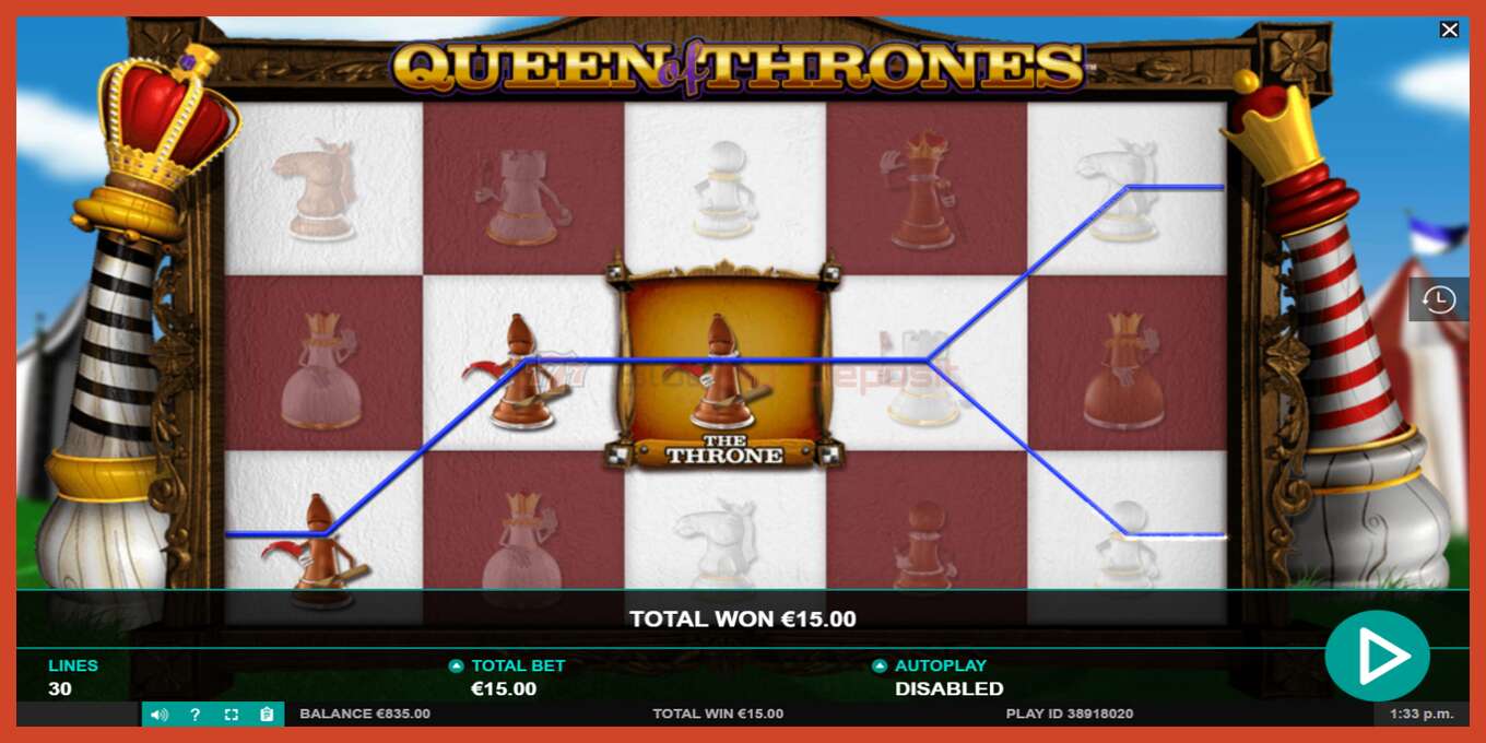 Slot screenshot: Queen of Thrones no deposit, number - 3