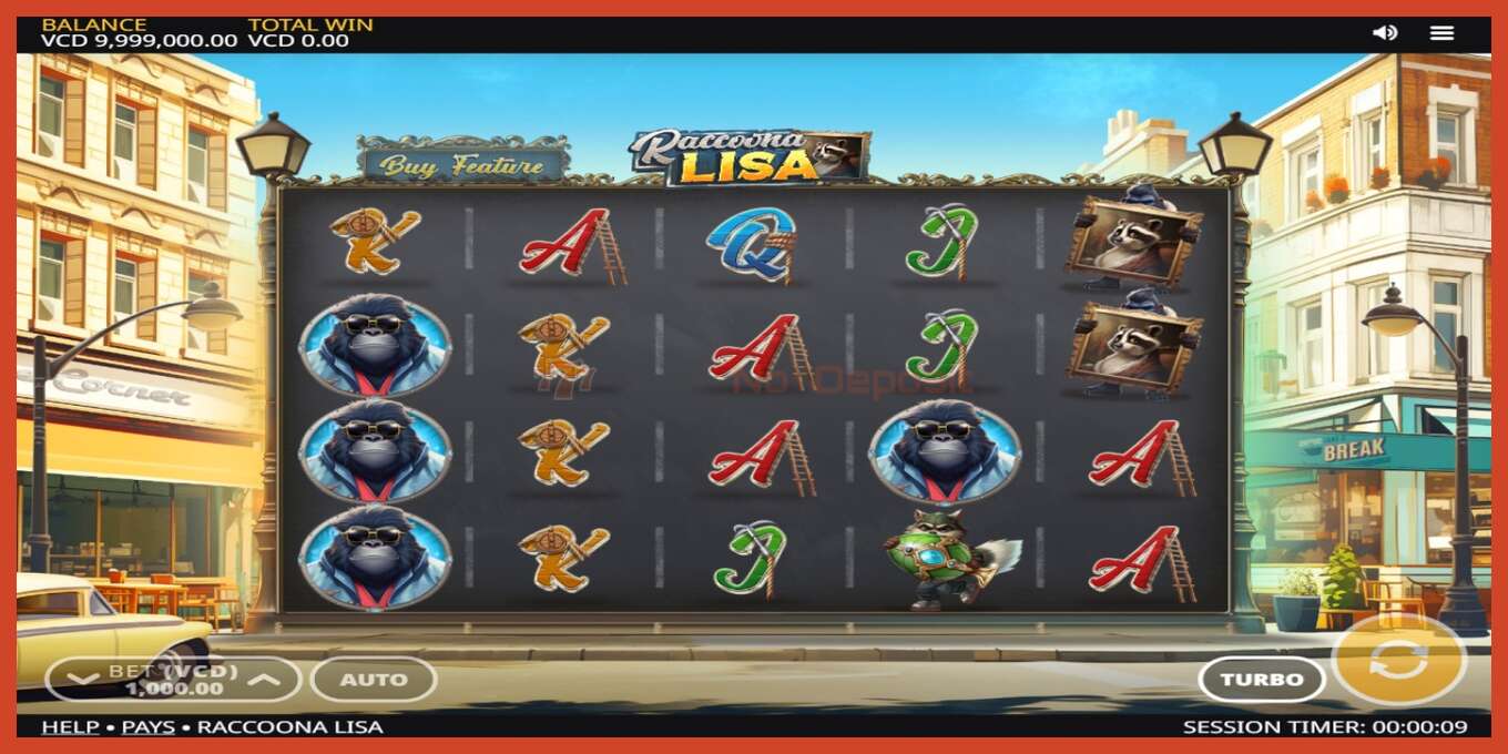 Slot screenshot: Raccoona Lisa no deposit, number - 2