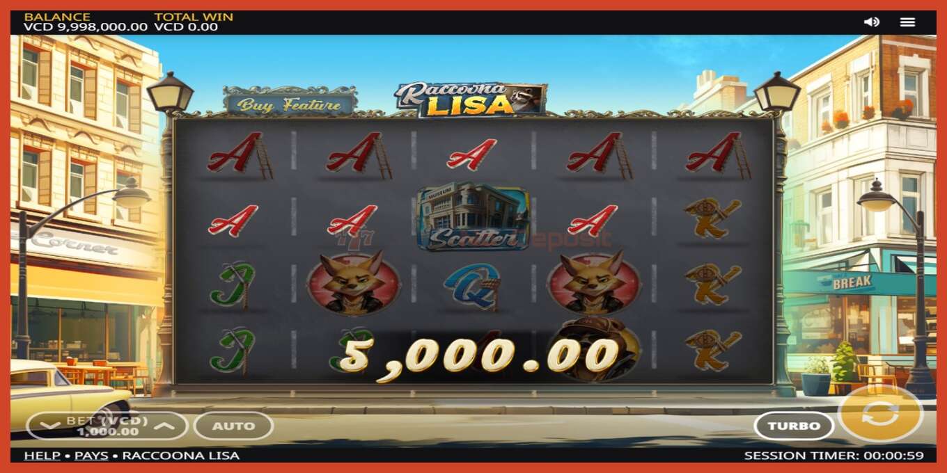 Slot screenshot: Raccoona Lisa no deposit, number - 3