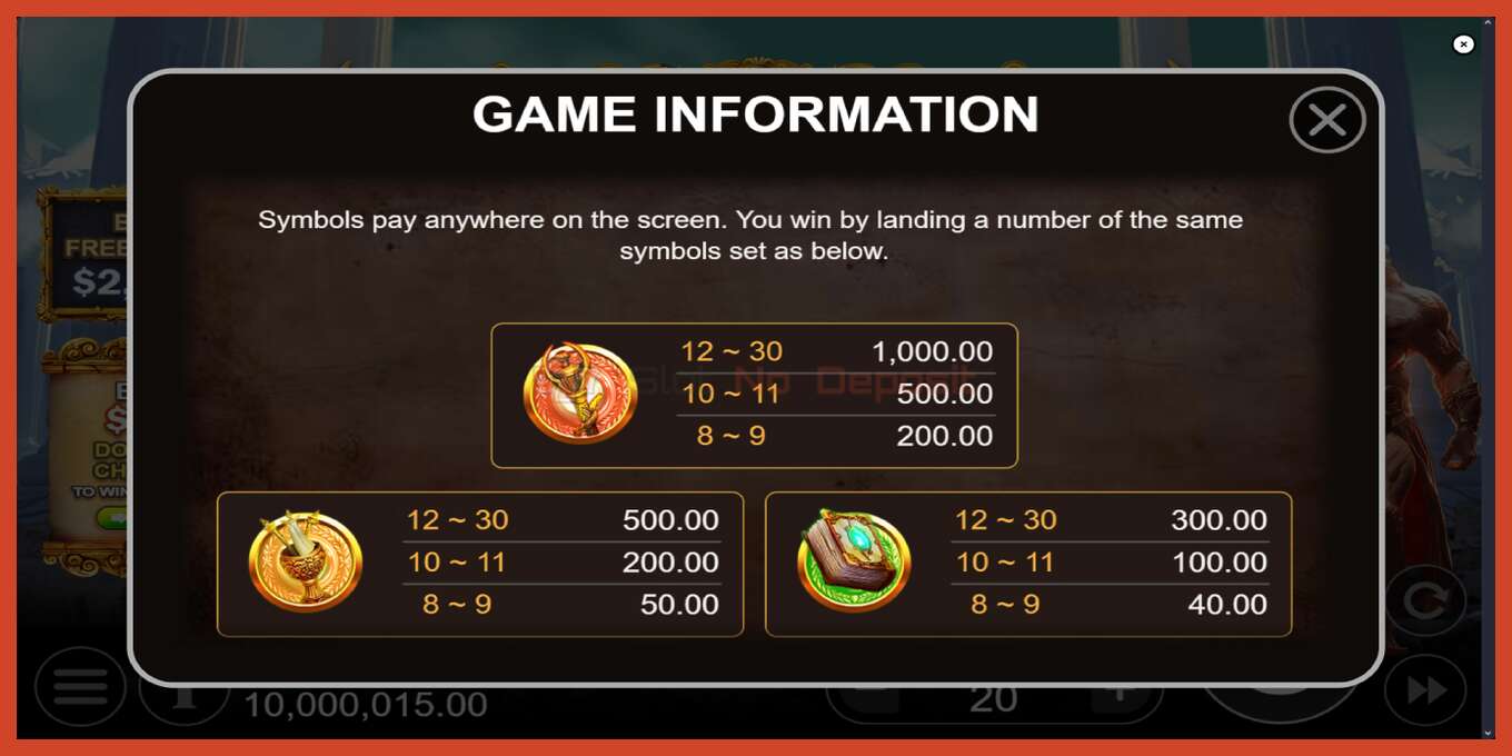 Slot screenshot: Rage of Olympus no deposit, number - 5