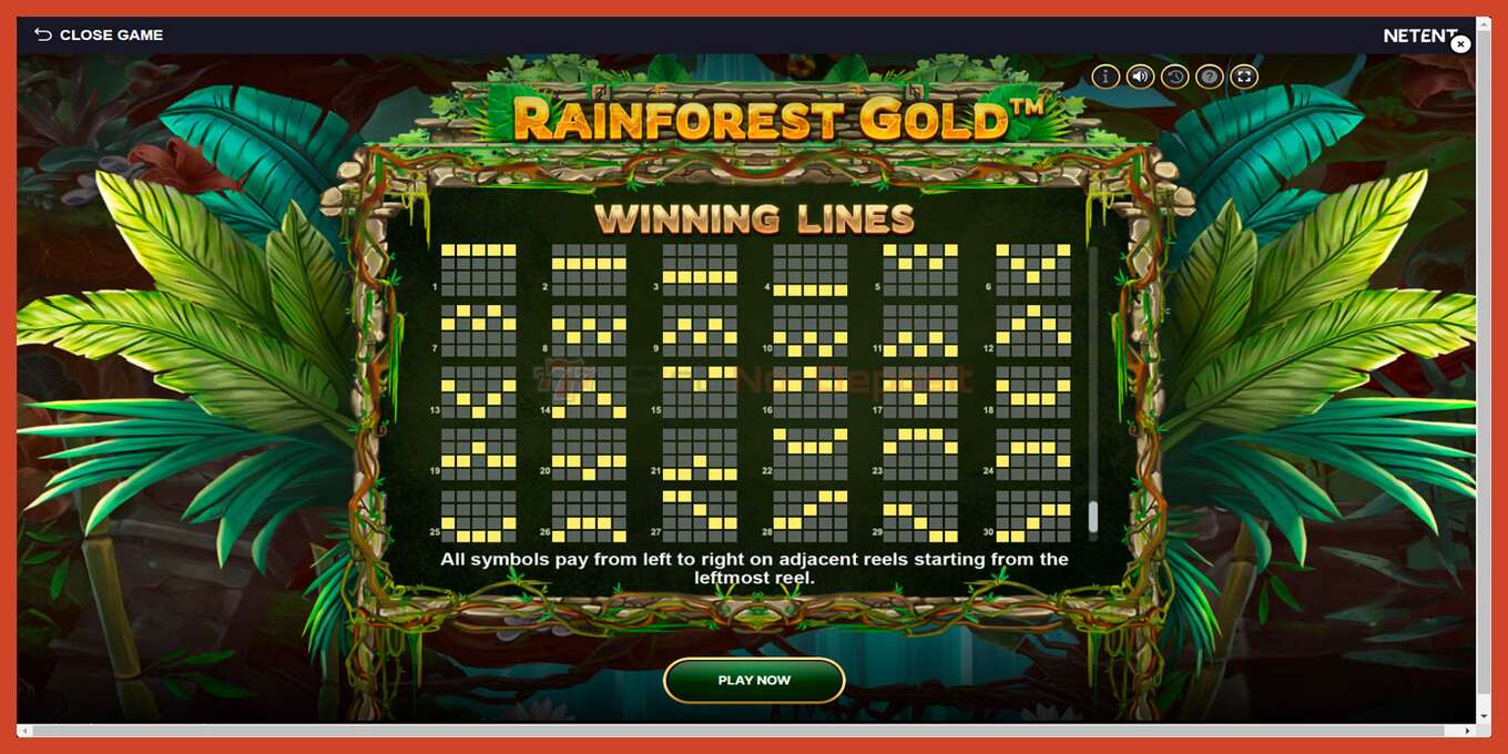 Slot skrinshoti: Rainforest Gold depozit yoq, raqam - 7