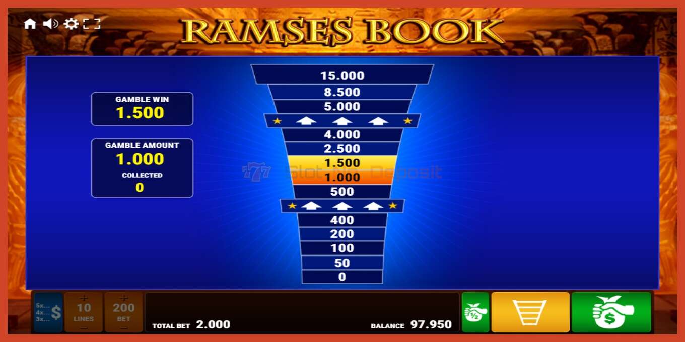 Slot screenshot: Ramses Book nincs letét, szám - 3