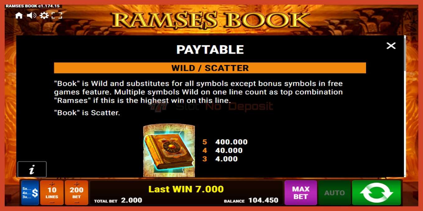 Slot screenshot: Ramses Book nincs letét, szám - 5