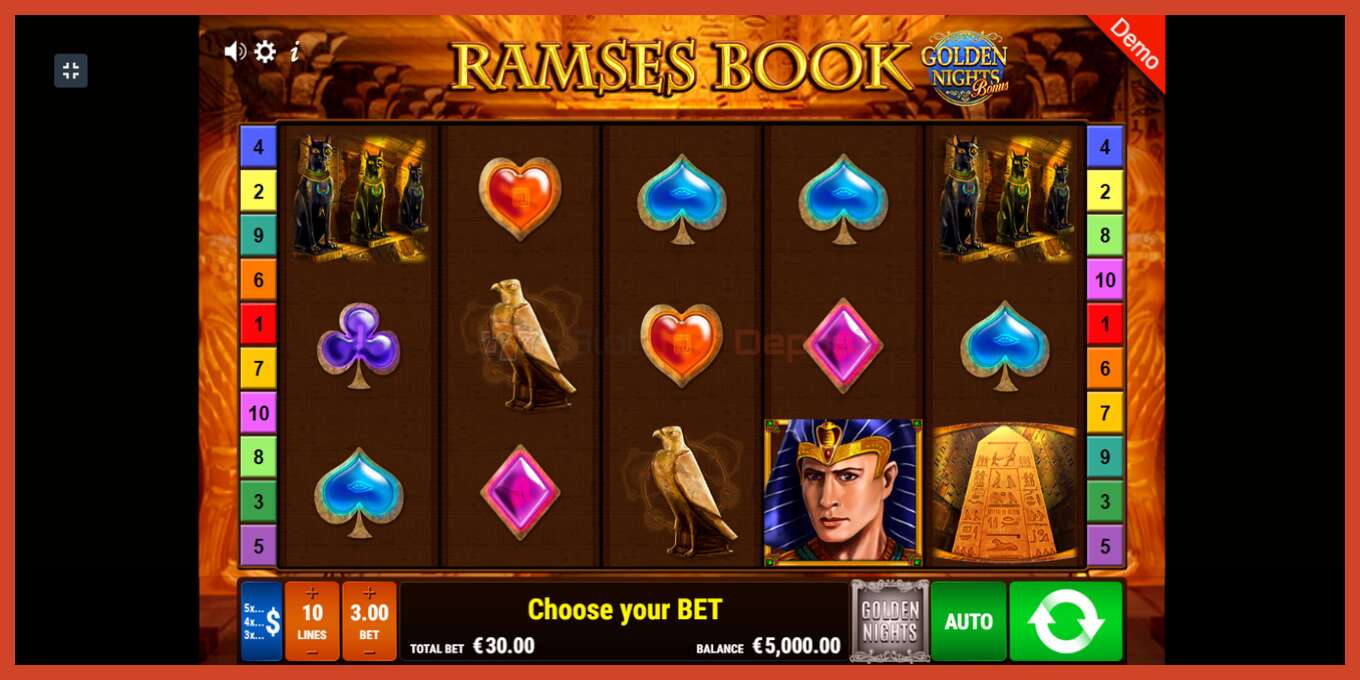 Slot screenshot: Ramses Book Golden Nights bez depozita, broj - 2