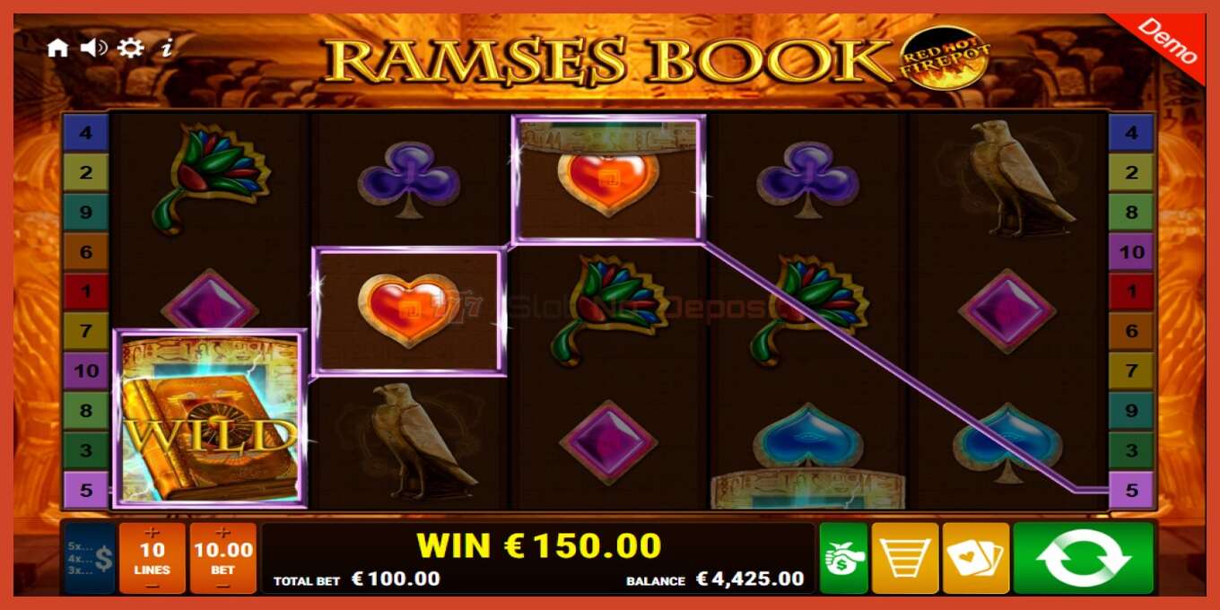 Slot screenshot: Ramses Book Red Hot Firepot no deposit, number - 3