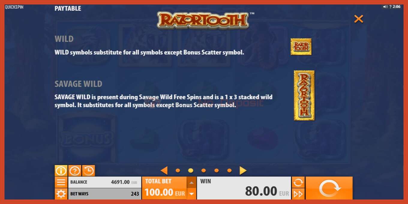 Slot screenshot: Razortooth no deposit, number - 5