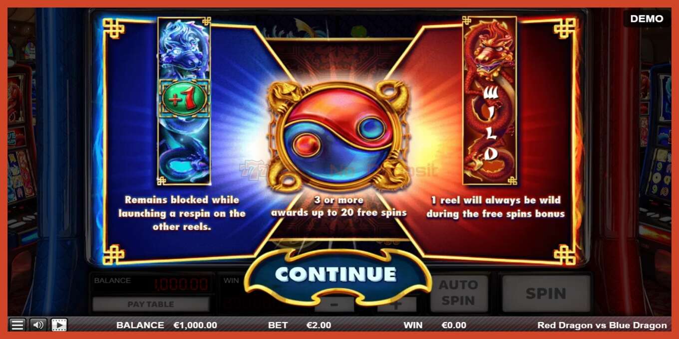 Slot screenshot: Red Dragon vs Blue Dragon no deposit, number - 1