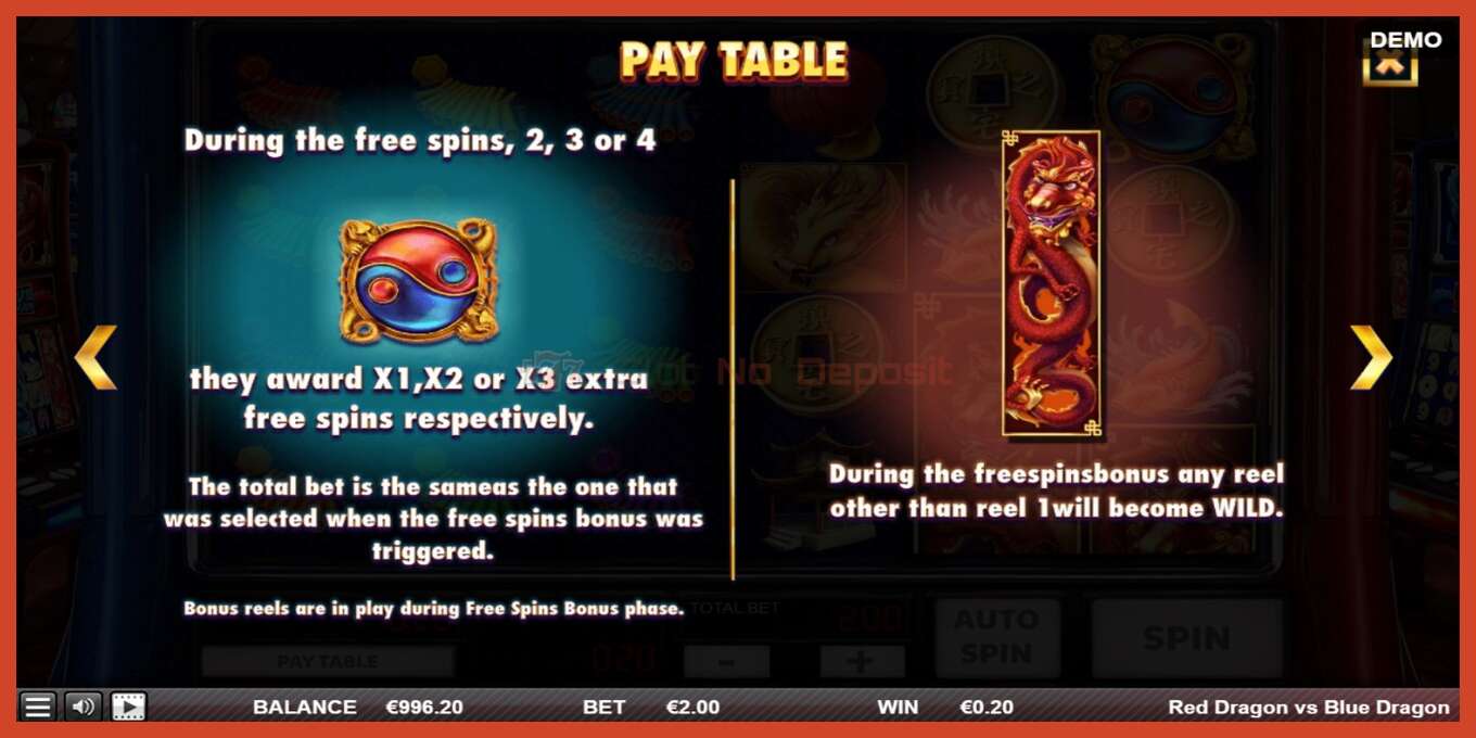 Slot screenshot: Red Dragon vs Blue Dragon no deposit, number - 6