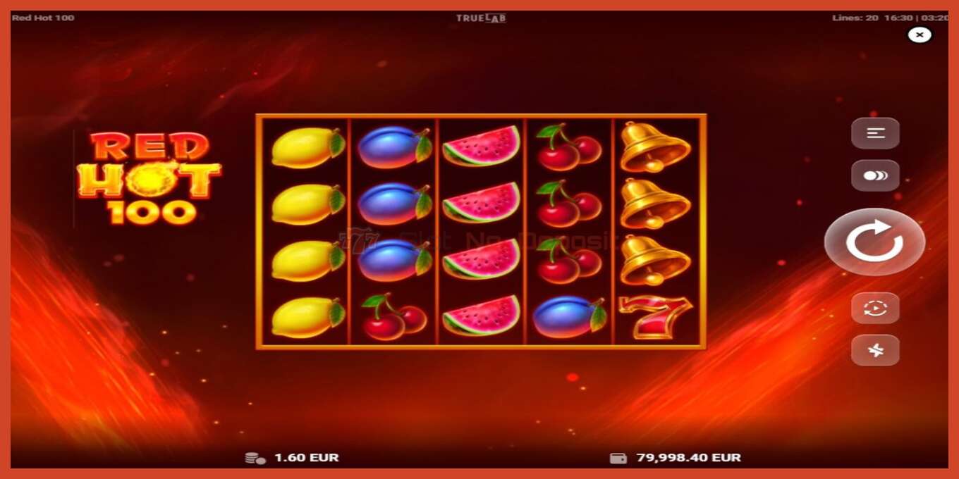 Slot screenshot: Red Hot 100 nincs letét, szám - 1