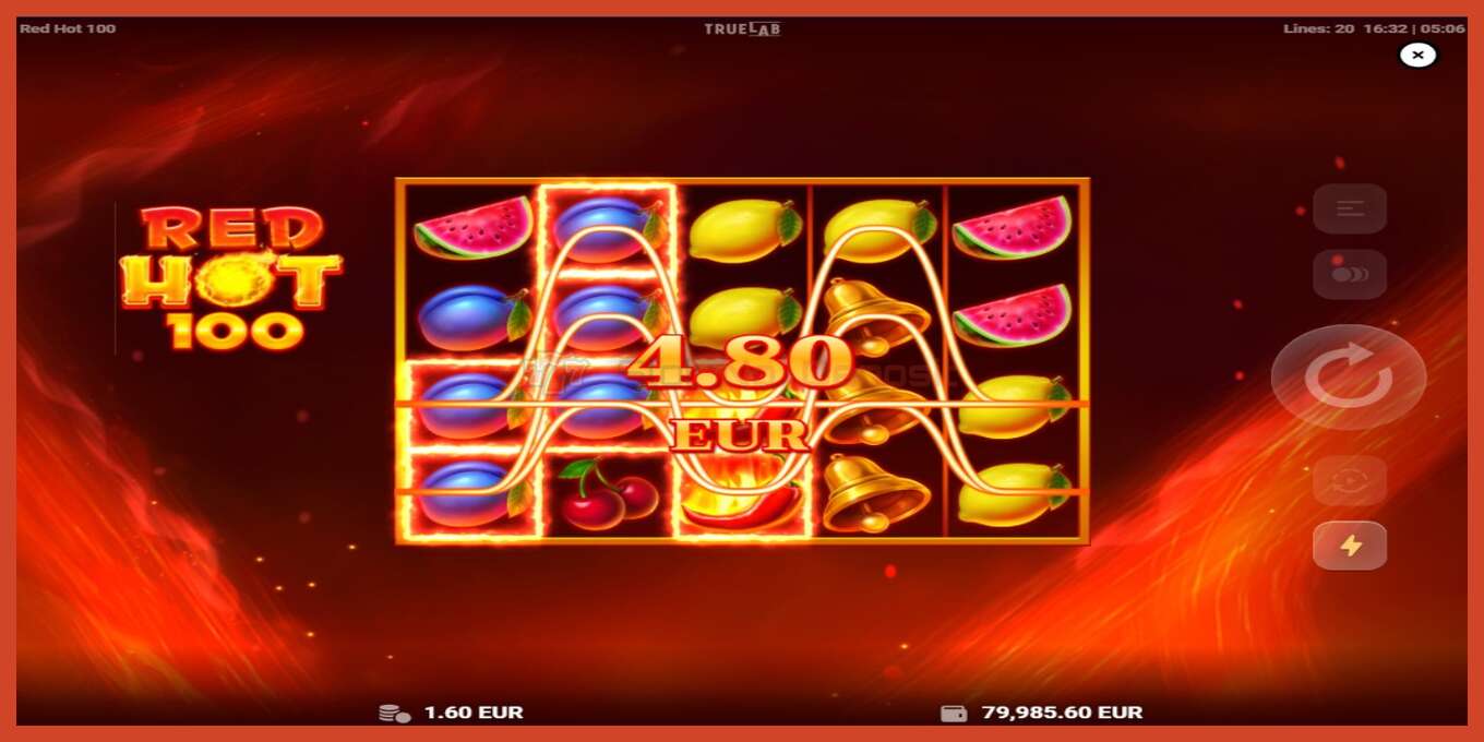 Slot screenshot: Red Hot 100 nincs letét, szám - 2