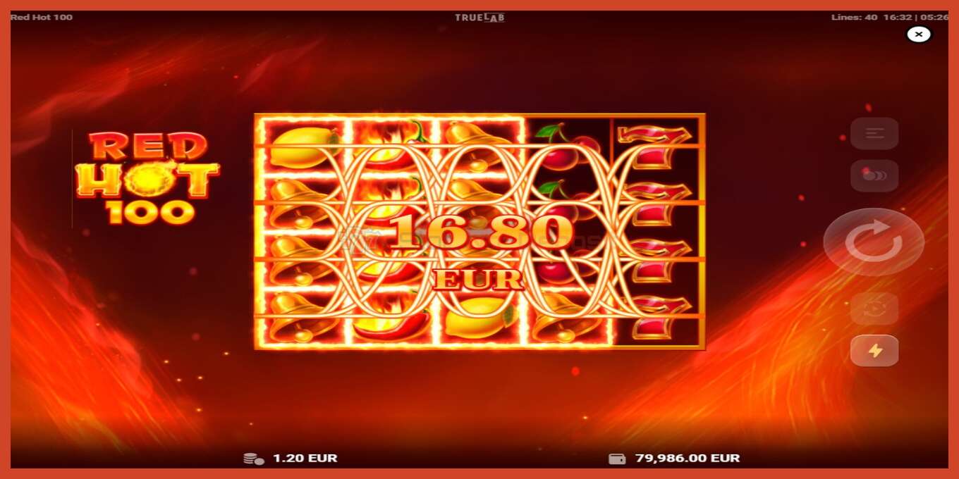 Slot screenshot: Red Hot 100 nincs letét, szám - 3