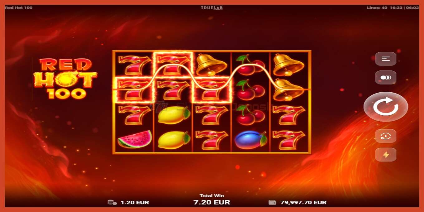 Slot screenshot: Red Hot 100 nincs letét, szám - 4