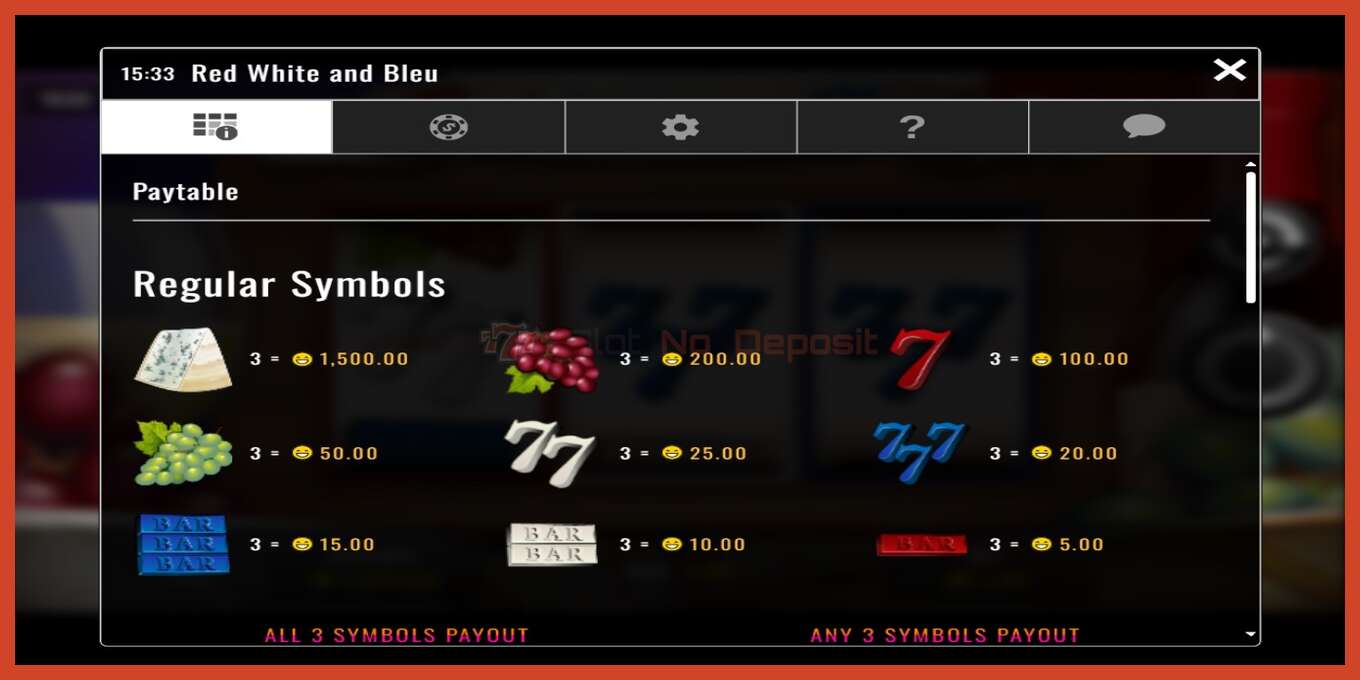 Slot screenshot: Red White & Bleu no deposit, number - 3