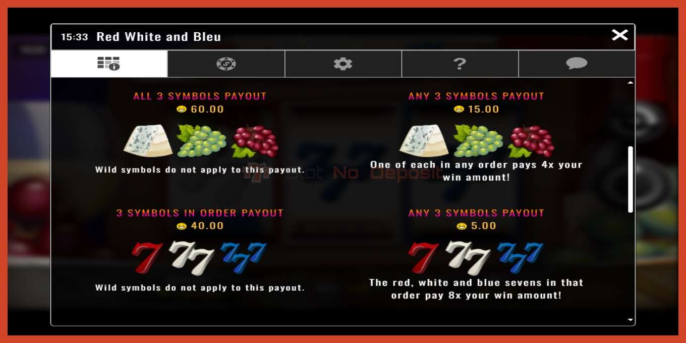 Slot screenshot: Red White & Bleu no deposit, number - 4