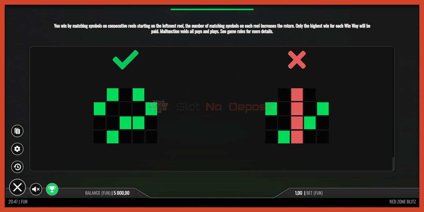 Slot screenshot: Red Zone Blitz no deposit, number - 7