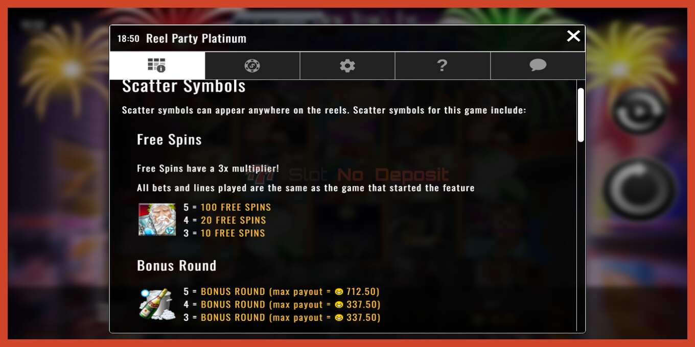 Slot screenshot: Reel Party no deposit, number - 5