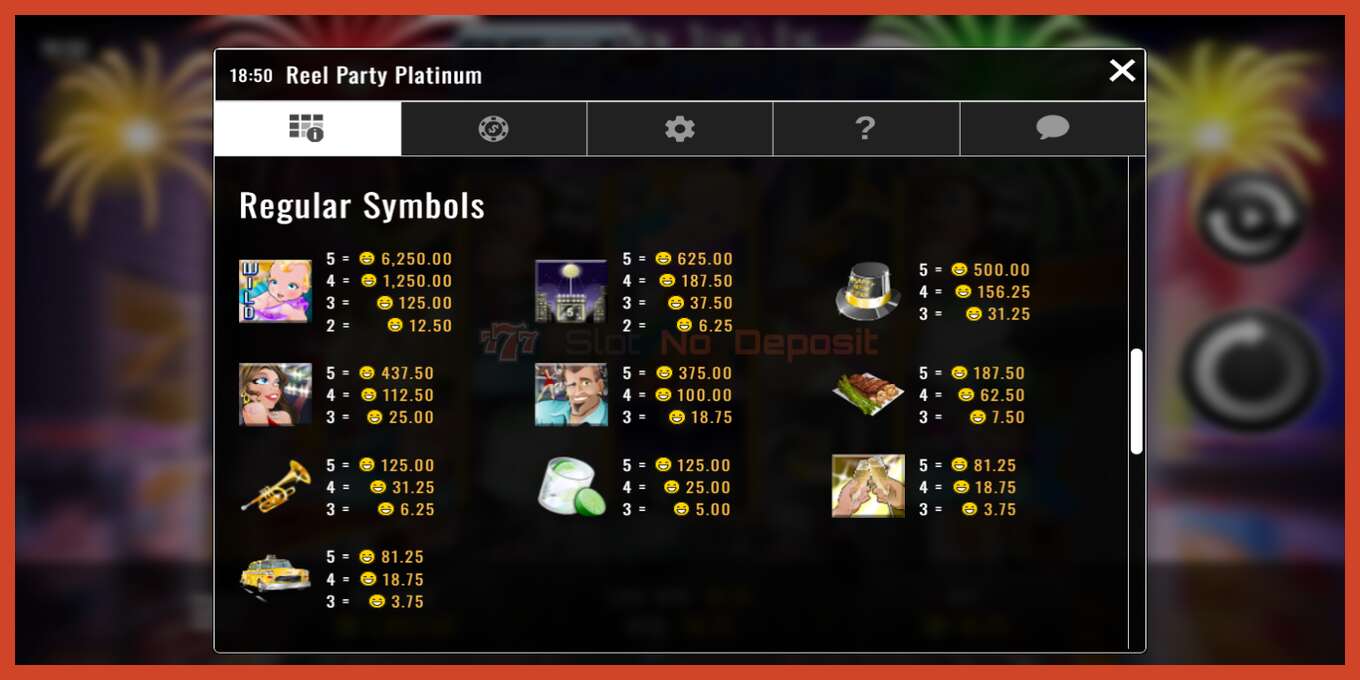 Slot screenshot: Reel Party no deposit, number - 6