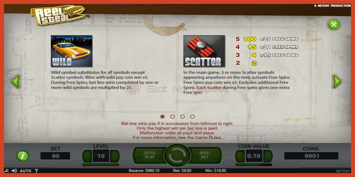 Slot screenshot: Reel Steal no deposit, number - 3