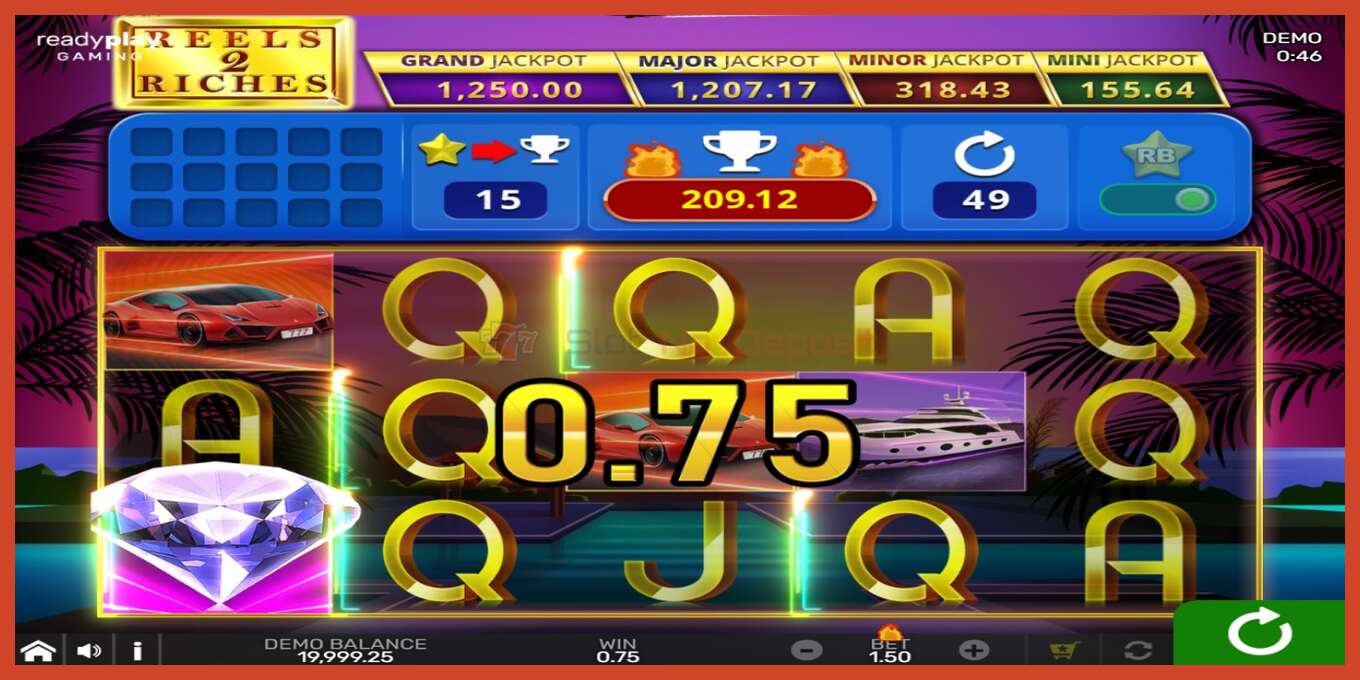 Slot скриншоту: Reels 2 Riches with Reel Bingo депозит жок, саны - 3