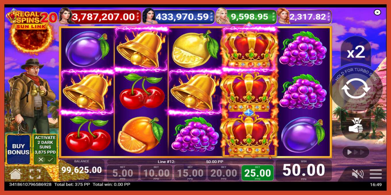 Slot screenshot: Regal Spins 20 Sun Link bez depozita, broj - 4