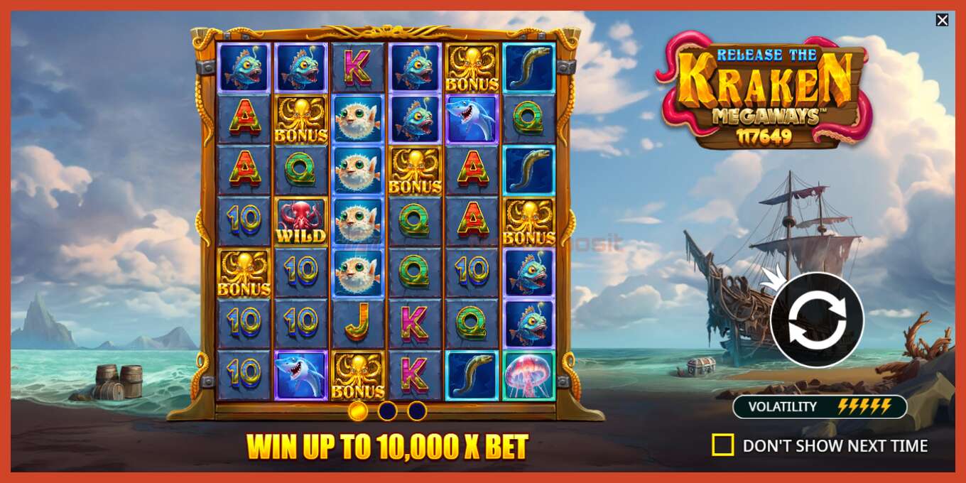 Slot screenshot: Release the Kraken Megaways no deposit, number - 1