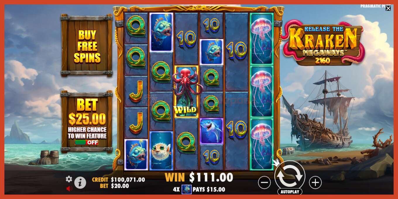 Slot screenshot: Release the Kraken Megaways no deposit, number - 3