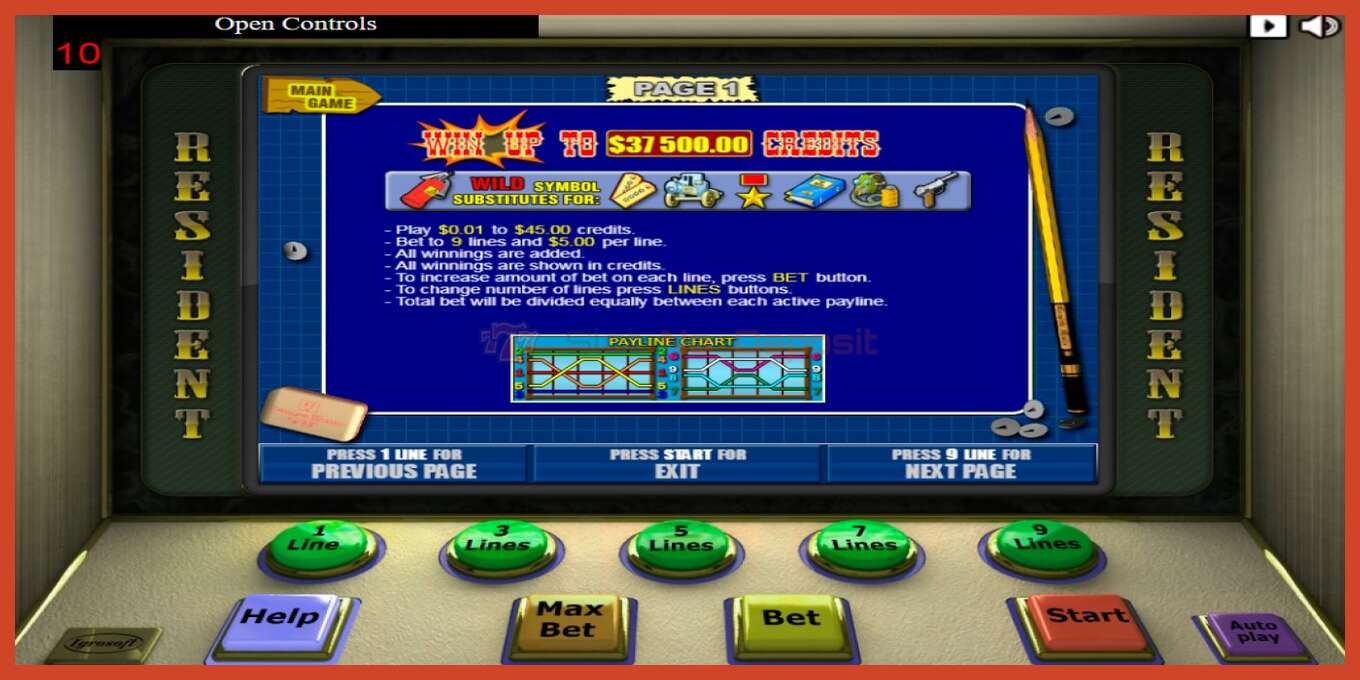 Slot screenshot: Resident no deposit, number - 3