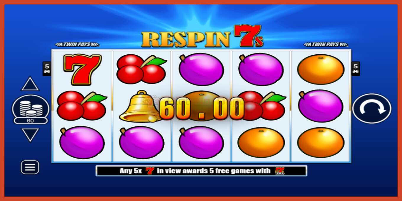 Slot screenshot: Respin 7s no deposit, number - 5