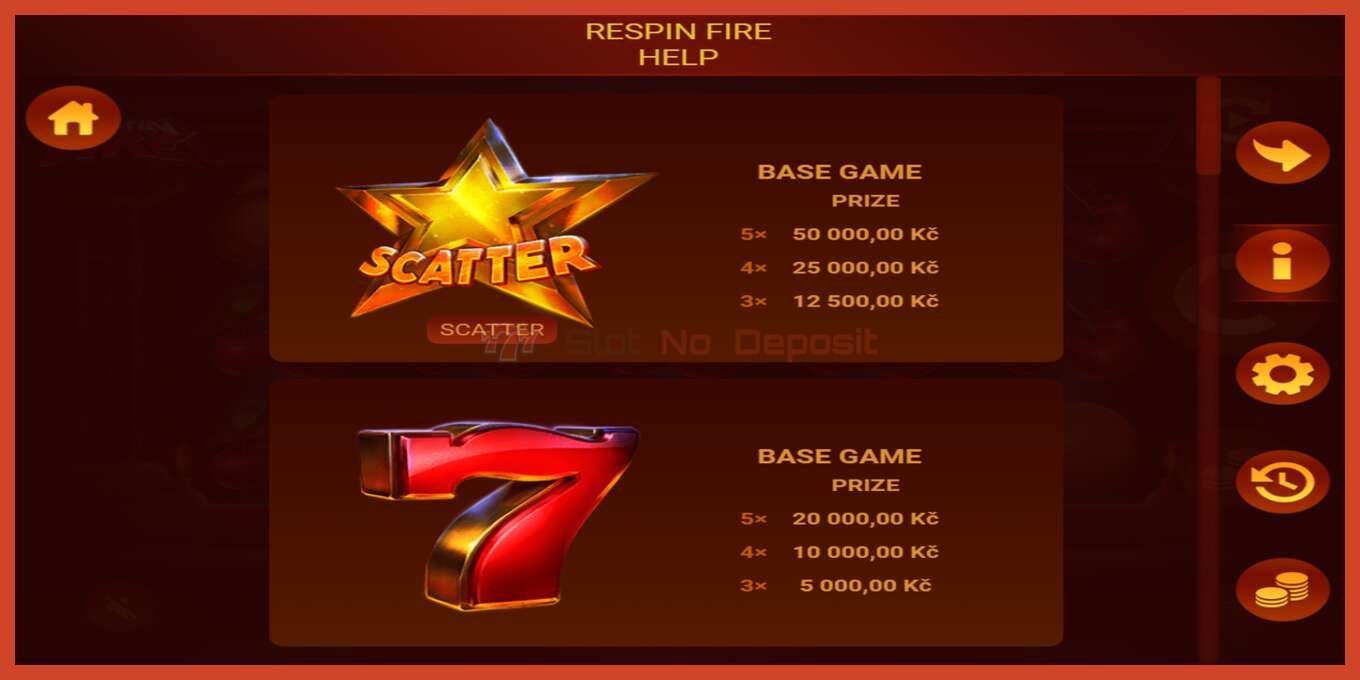 Slot screenshot: Respin Fire no deposit, number - 4