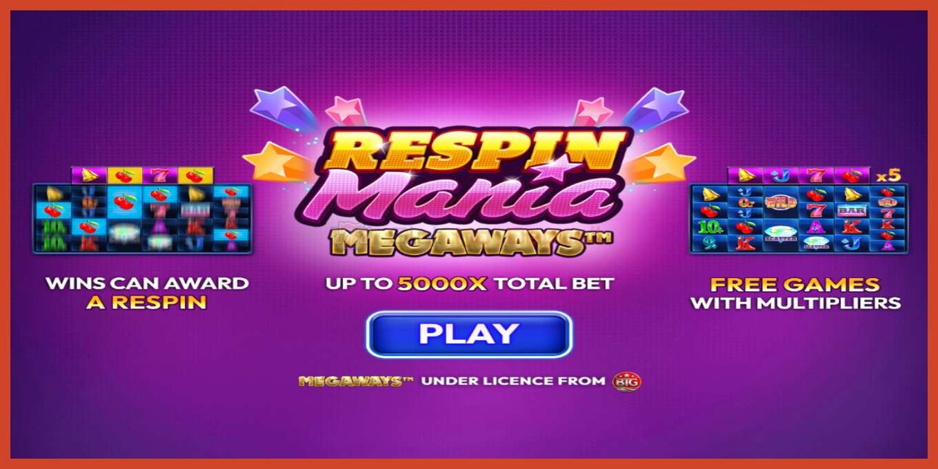 Снимак екрана слота: Respin Mania Megaways без депозита, број - 1