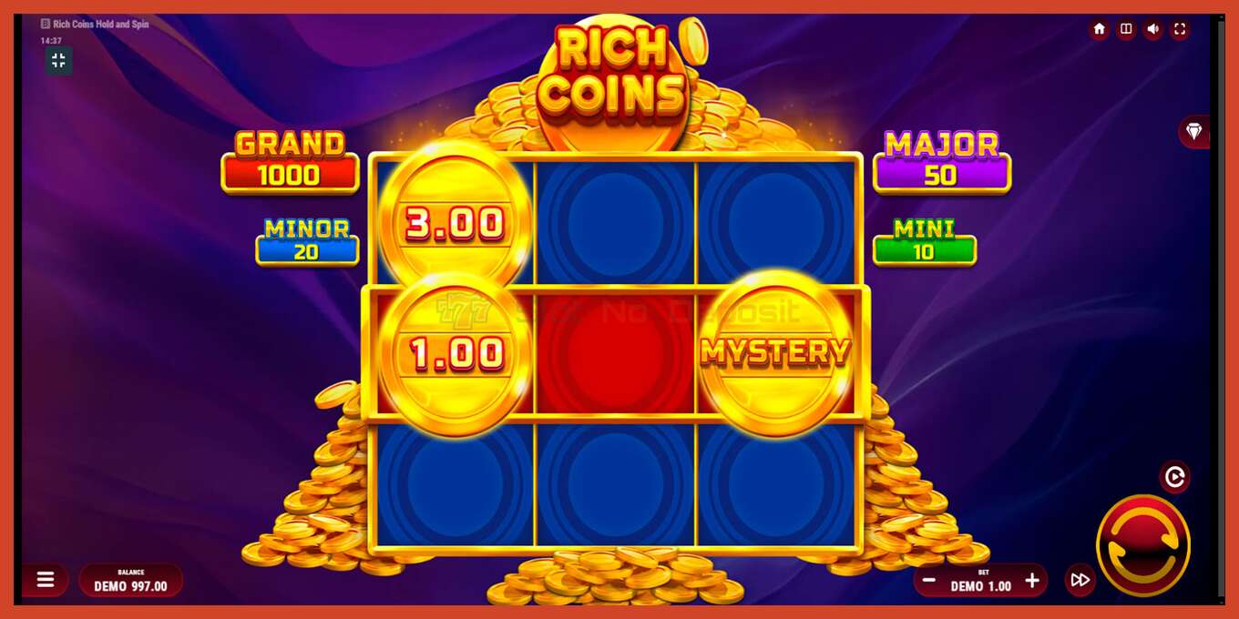 Slot screenshot: Rich Coins Hold and Spin no deposit, number - 2