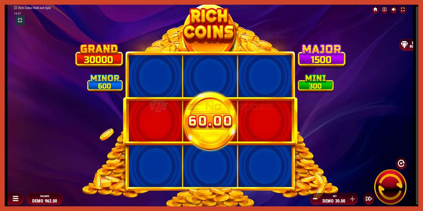 Slot screenshot: Rich Coins Hold and Spin no deposit, number - 3