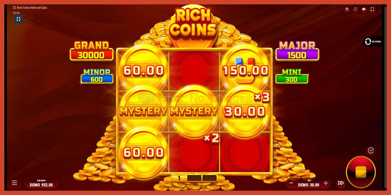 Slot screenshot: Rich Coins Hold and Spin no deposit, number - 4